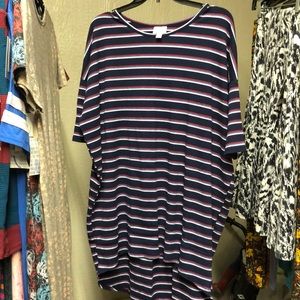 LuLaRoe Irma stripped Top blue and red BNWT LAST FINAL PRICE SALE